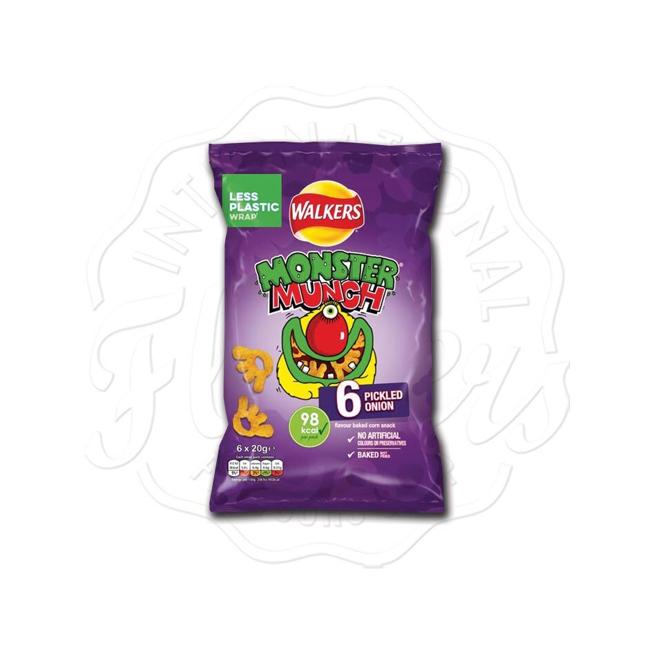 Walkers Monster Much Pickled Onion 6 Bags 120g