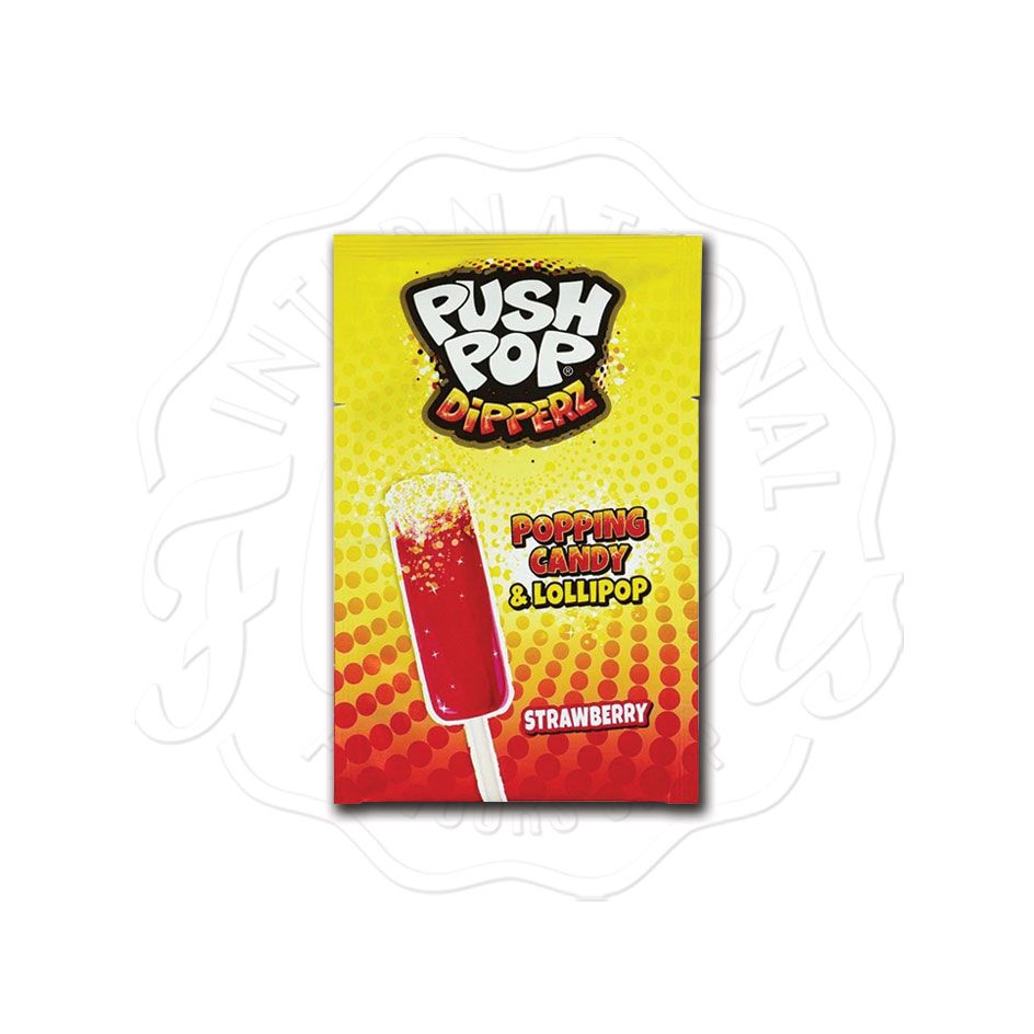Push Pop Dipperz Strawberry Popping Candy and Lollipop 12g